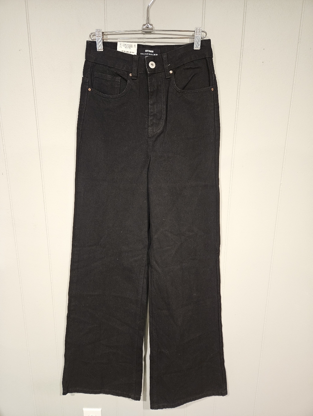 Cotton On Womens 25x33 Size 2 Black Long Wide Leg Jeand Y2K 90s Grunge Goth NWT